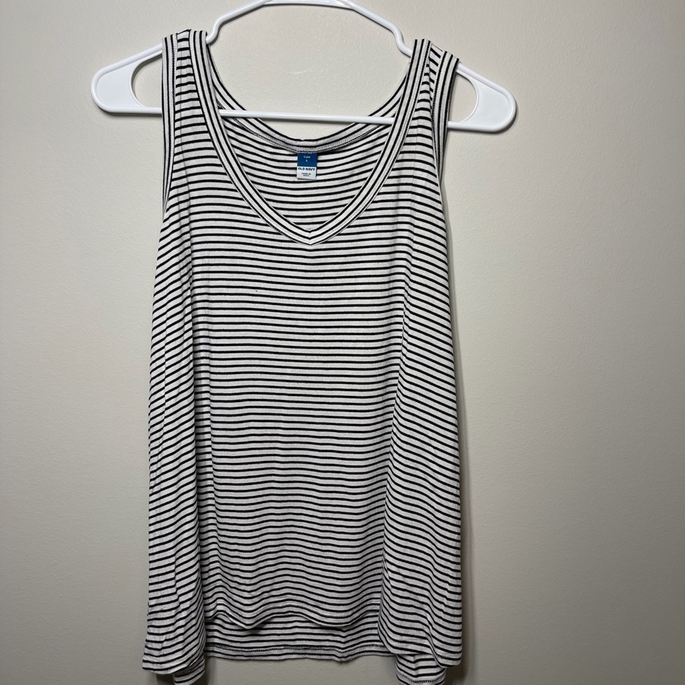 Old Navy Black and White Striped Tank Top